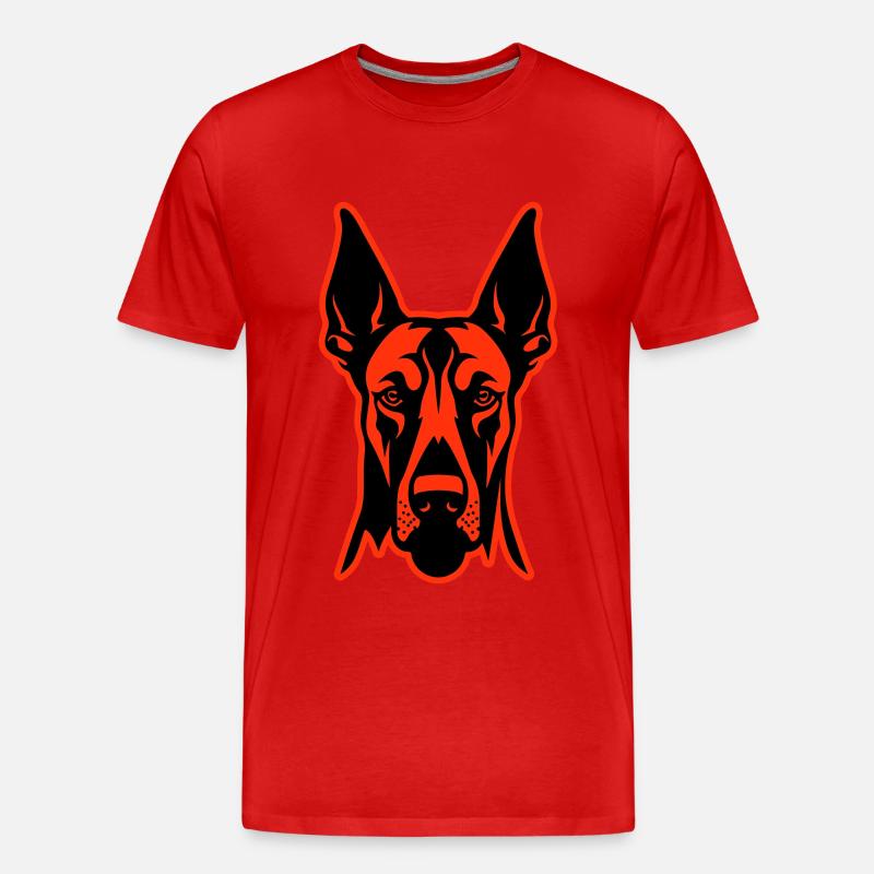 Doberman Hund Kopf - Männer Premium Bio T-Shirt - Rot