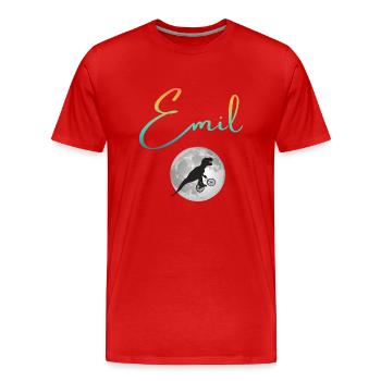 EMIL - Beautiful boy name with dinosaur - Men's Premium Organic T-Shirt - red - Front - Damien (186cm)
