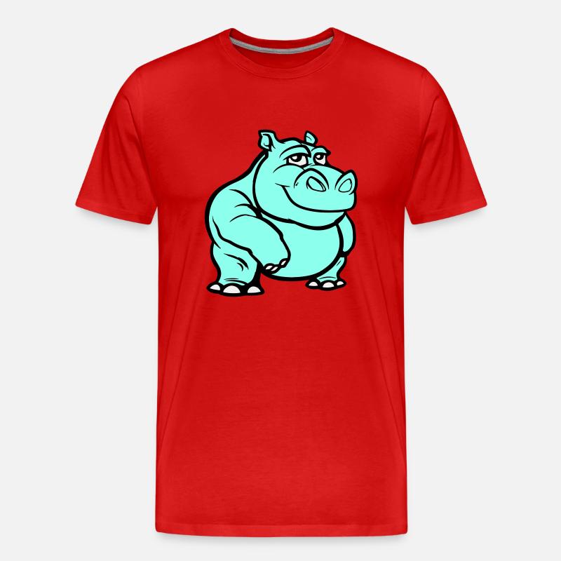 Nilpferd Comic - Männer Premium Bio T-Shirt - Rot