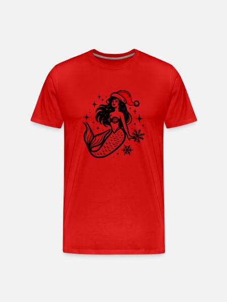 Mermaid Christmas - Men's Premium Organic T-Shirt - red
