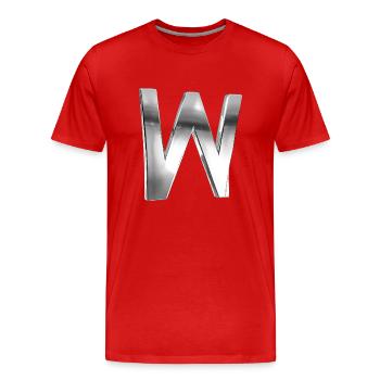Chrome ,, W " Metallic - Men's Premium Organic T-Shirt - red - Front - Damien (186cm)