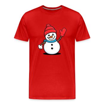 Bonhomme de neige de Noël mignon cadeau de dessin animé - T-shirt bio Premium Homme - rouge - Devant - Damien (186cm)