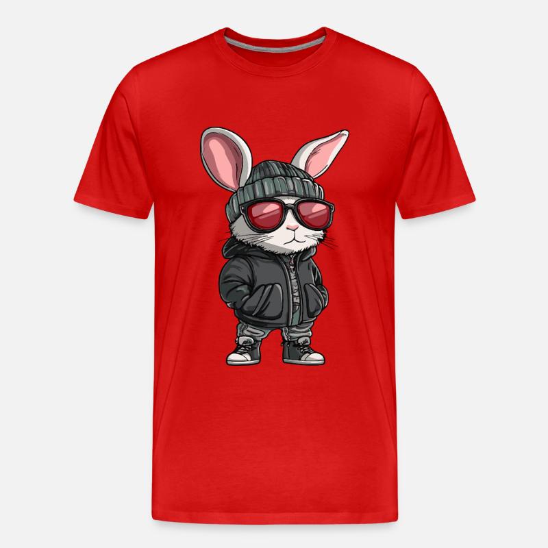 Hase Cool Comic - Männer Premium Bio T-Shirt - Rot