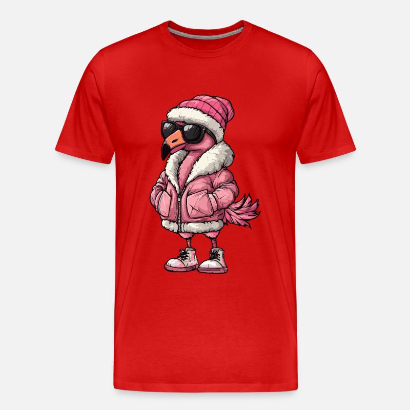 Flamingo Cool Comic - Männer Premium Bio T-Shirt - Rot