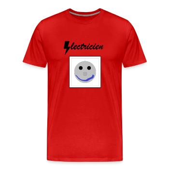Electricien prise - T-shirt bio Premium Homme - rouge - Devant - Damien (186cm)