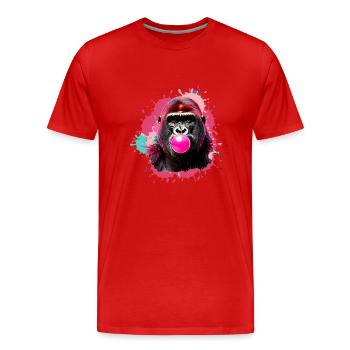 Gorille,graffiti,illustration,chewing-gum,bulle - T-shirt bio Premium Homme - rouge - Devant - Damien (186cm)
