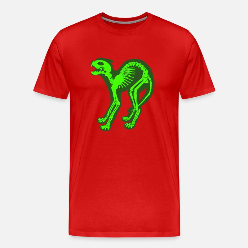 Skelett Katze - Männer Premium Bio T-Shirt - Rot