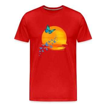 Papillons au coucher du soleil - T-shirt bio Premium Homme - rouge - Devant - Damien (186cm)
