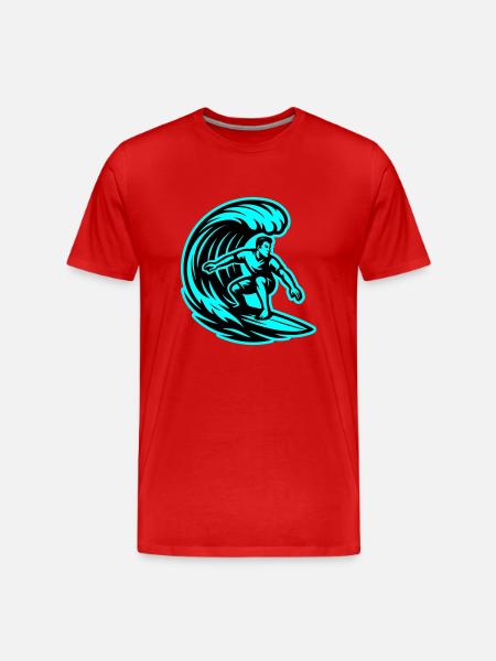 Surfer Wave Surfing - Men's Premium Organic T-Shirt - red