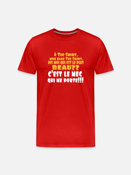 LE PLUS BEAU,citations,drôle,message,célibataire - T-shirt bio Premium Homme - rouge