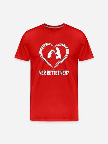 Wer rettet wen? - Männer Premium Bio T-Shirt - Rot