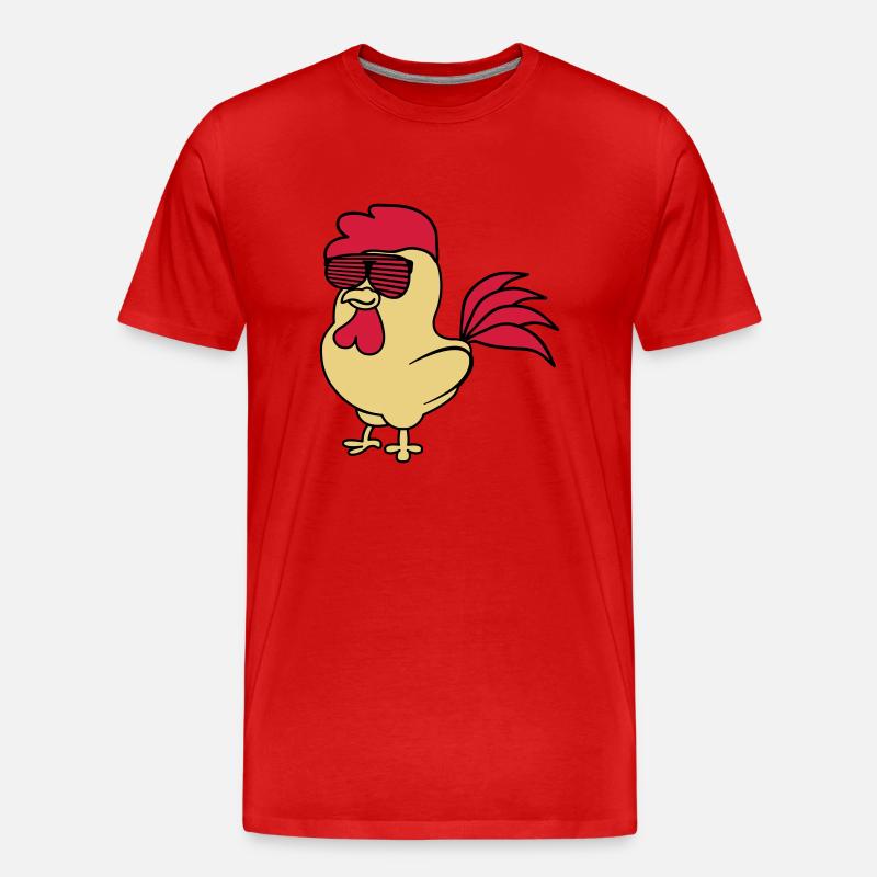 cooler_hahn_02 - Männer Premium Bio T-Shirt - Rot