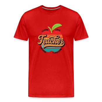 Lehrer - Männer Premium Bio T-Shirt - Rot - Vorne - Damien (186cm)