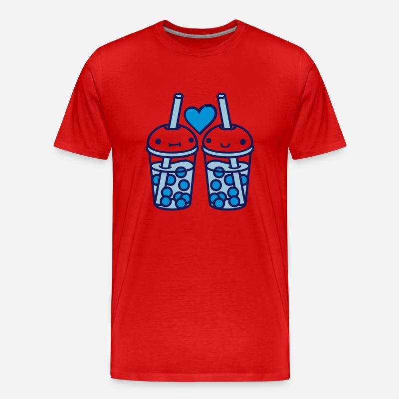 Team Bubble Tea Gesichter - Männer Premium Bio T-Shirt - Rot