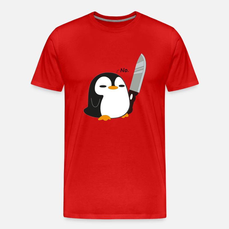 Pinguin sagt Nein - Männer Premium Bio T-Shirt - Rot