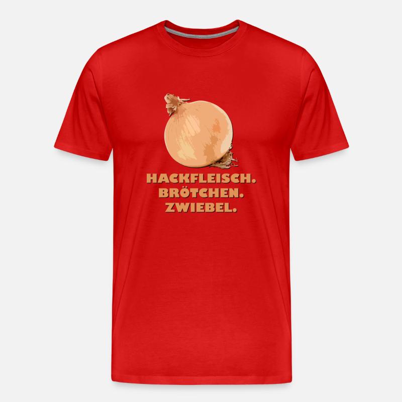 Hackfleisch. Brötchen. Zwiebel. - Männer Premium Bio T-Shirt - Rot