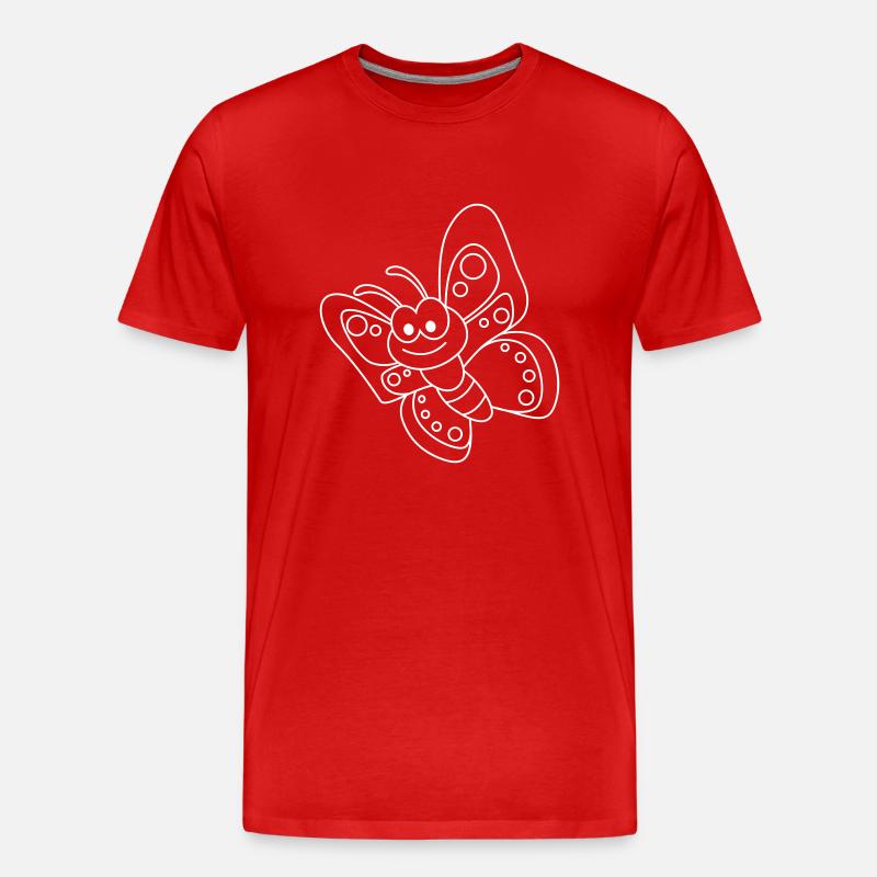 Schmetterling Comic Tier - Männer Premium Bio T-Shirt - Rot