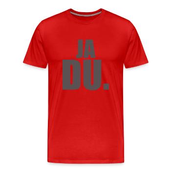 Ja - Männer Premium Bio T-Shirt - Rot - Vorne - Damien (186cm)