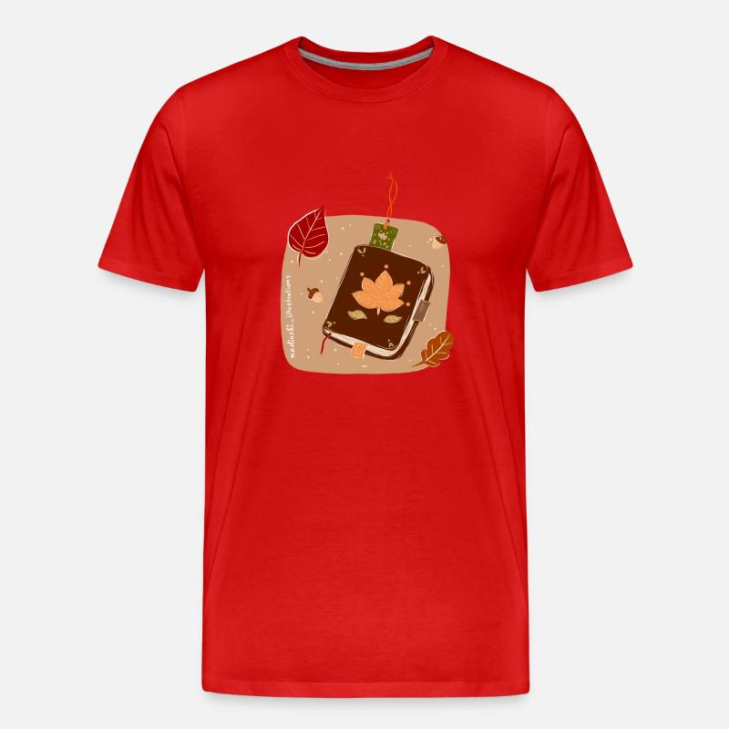 Herbst Bücher - Männer Premium Bio T-Shirt - Rot