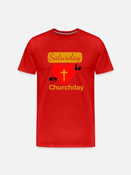 staurday churchday - Männer Premium Bio T-Shirt - Rot