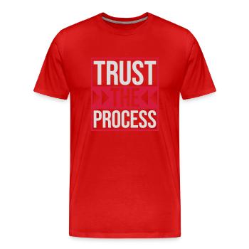 faire confiance au processus Devis - T-shirt bio Premium Homme - rouge - Devant - Damien (186cm)