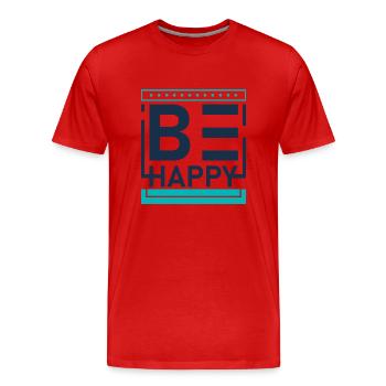 Be happy - Men's Premium Organic T-Shirt - red - Front - Damien (186cm)