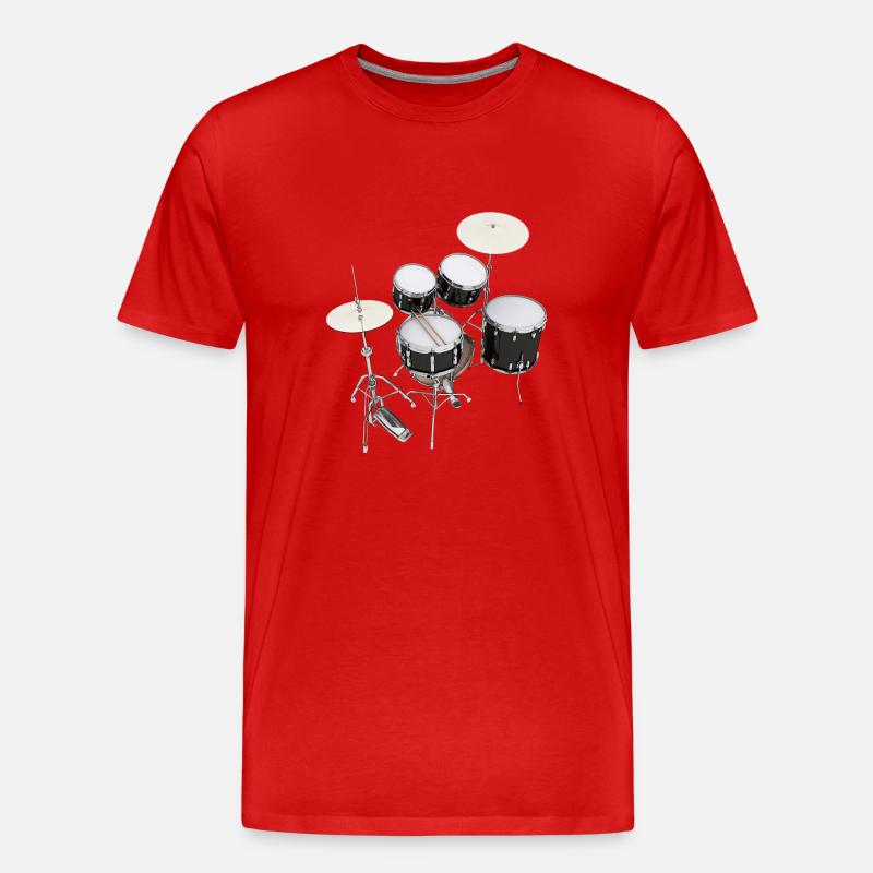 Schlagzeug, Drumset, Drumkit, Drums - Männer Premium Bio T-Shirt - Rot