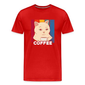Morgenmuffel - Coffee - Männer Premium Bio T-Shirt - Rot - Vorne - Damien (186cm)