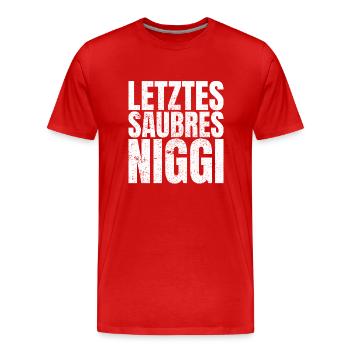 DDR Ostalgie Niggi Ossi Geschenk - Männer Premium Bio T-Shirt - Rot - Vorne - Damien (186cm)