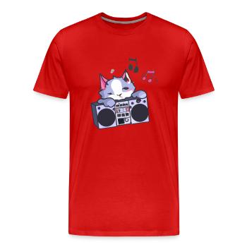 Hip Hop Beat Producer Retro Ghetto Blaster 1990s - Männer Premium Bio T-Shirt - Rot - Vorne - Damien (186cm)