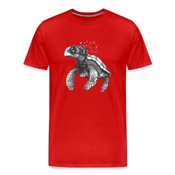 Une belle tortue de mer en plongeur - T-shirt bio Premium Homme - rouge - Devant - Damien (186cm)