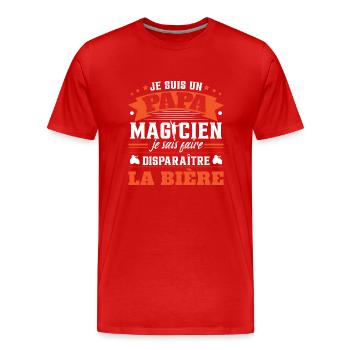 Je Suis Un Papa Magicien | Fête des Pères | Père - T-shirt bio Premium Homme - rouge - Devant - Damien (186cm)