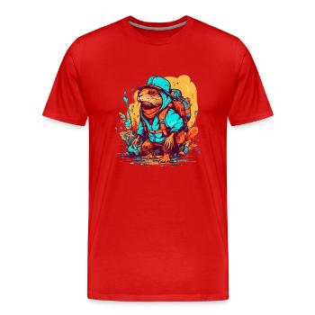 Mole rat is looking for an adventure in nature - Men's Premium Organic T-Shirt - red - Front - Damien (186cm)