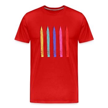Crayons couleurs enfant - T-shirt bio Premium Homme - rouge - Devant - Damien (186cm)