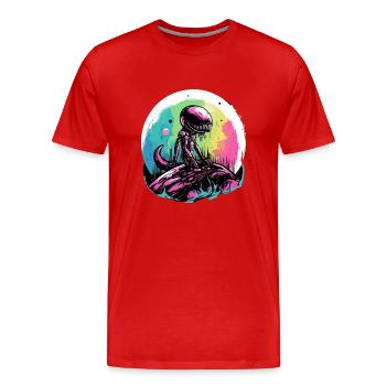 Ali der Außerirdische - Männer Premium Bio T-Shirt - Rot - Vorne - Damien (186cm)