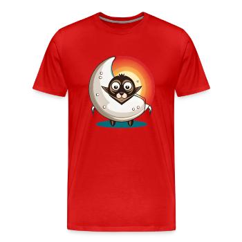 Cat with a moon - Men's Premium Organic T-Shirt - red - Front - Damien (186cm)