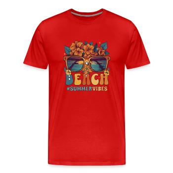 Ferien Am Strand - Männer Premium Bio T-Shirt - Rot - Vorne - Damien (186cm)