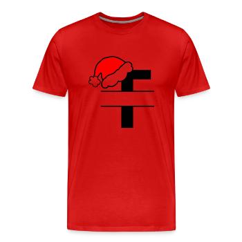 Alphabet Noël Lettre T a personnaliser - T-shirt bio Premium Homme - rouge - Devant - Damien (186cm)