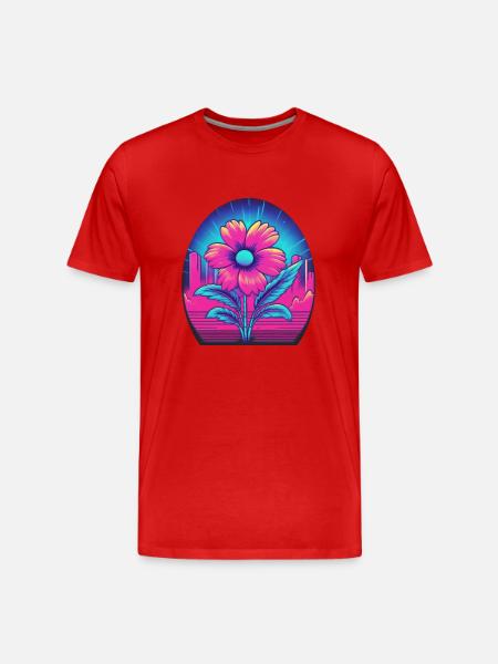 Blume - Männer Premium Bio T-Shirt - Rot