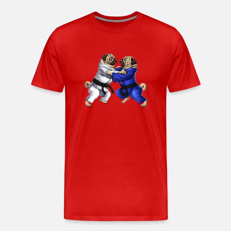 Möpse Jiu-Jitsu Ringer - Männer Premium Bio T-Shirt - Rot