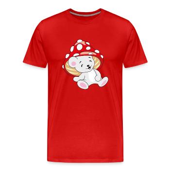Funny baby bear with amanita hat - Men's Premium Organic T-Shirt - red - Front - Damien (186cm)