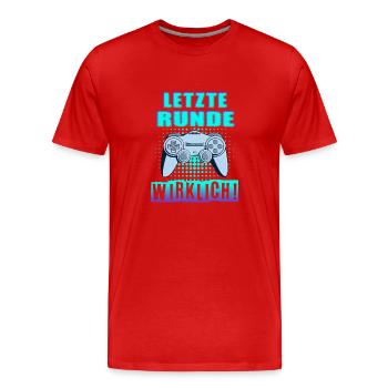 Letzte Runde Wirklich! - Gaming Konsole PS zubehör - Männer Premium Bio T-Shirt - Rot - Vorne - Damien (186cm)