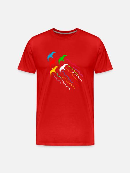 magical flying birds with trail - Men's Premium Organic T-Shirt - red