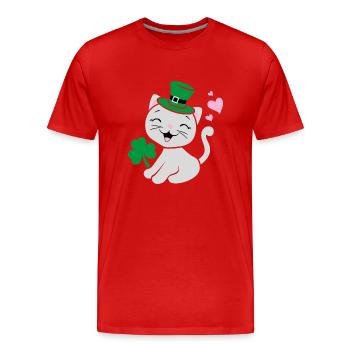 Design festif avec un chaton mignon - T-shirt bio Premium Homme - rouge - Devant - Damien (186cm)