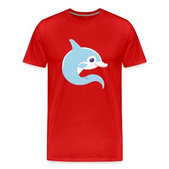 Dolphin in the Sea Roll - Men's Premium Organic T-Shirt - red - Front - Damien (186cm)