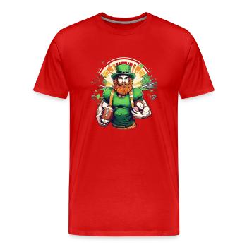 St. Patrick’s Day Shamrock Football américain - T-shirt bio Premium Homme - rouge - Devant - Damien (186cm)
