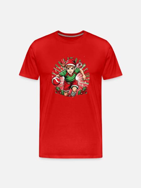 Elfe de Noël Handball - T-shirt bio Premium Homme - rouge