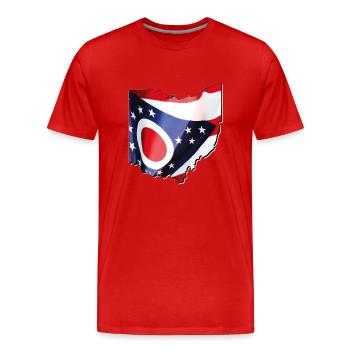 Ohio (United States) | Real Flag | Flag Map - Men's Premium Organic T-Shirt - red - Front - Damien (186cm)