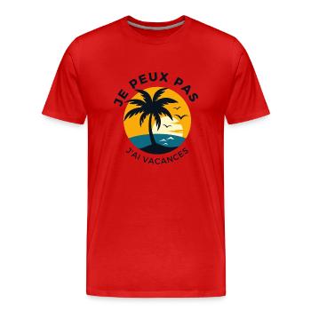 Ich kann nicht Urlaub machen - Männer Premium Bio T-Shirt - Rot - Vorne - Damien (186cm)