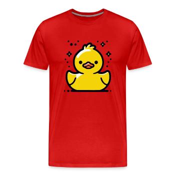 Quietschente Badeente - Männer Premium Bio T-Shirt - Rot - Vorne - Damien (186cm)